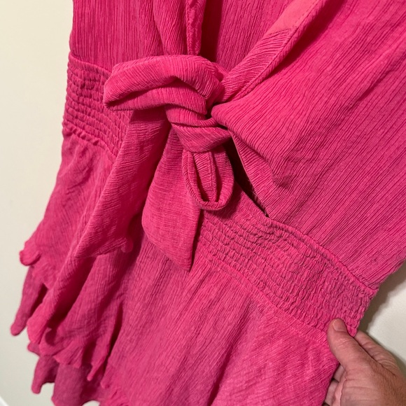 Hello Molly Women’s Berry Pie Mini Tie-Front Dress with Bottom Ruffles / Size L - Picture 5 of 10